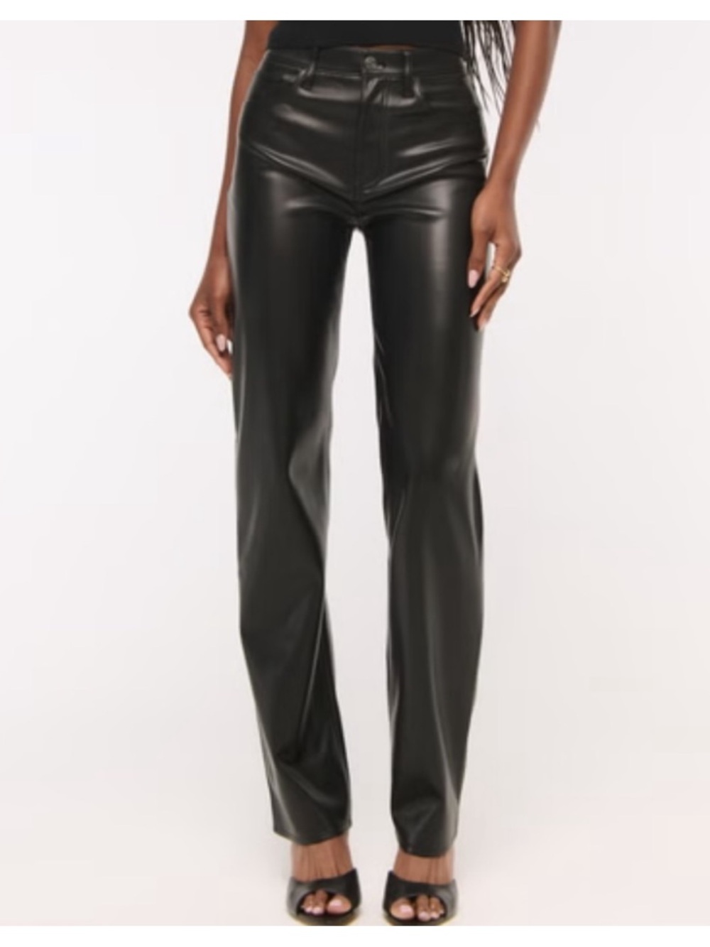 Abercrombie & Fitch Black Faux Leather Straight-Leg Pants